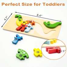 1入組木頭早期教育認識拼圖3D玩具,適用於2-5歲兒童