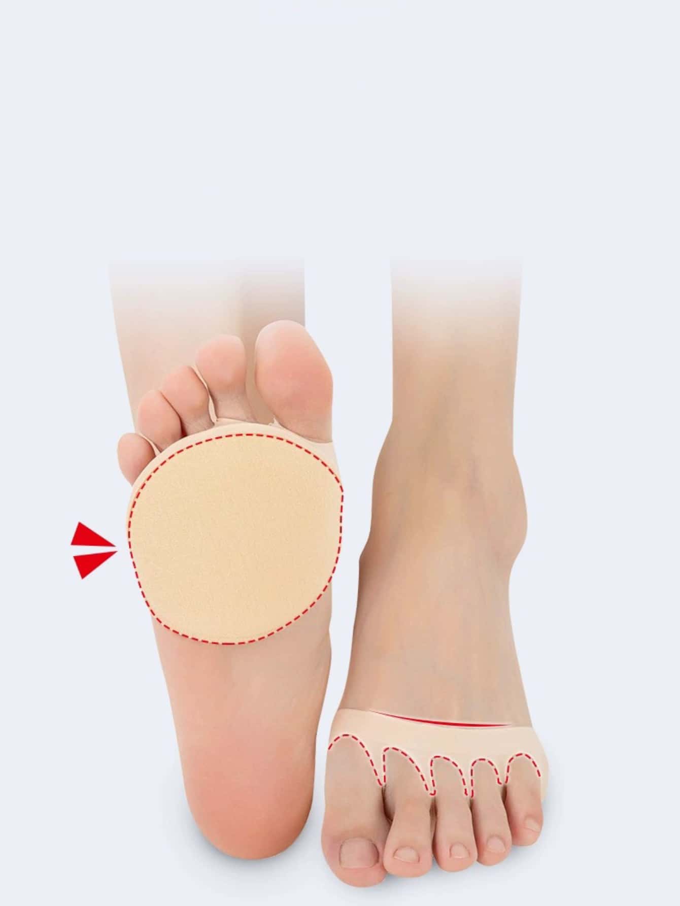 2pcs Women's Five Toes Hidden Front Palm Socks With Anti-Slip Silicone Pad And Sweat Absorption, Suitable For High Heels, Casual Shoes, Shoes, And Sports Shoes, Back To School Supplies, Boots Accessories For Shoes For Women, For Outdoor, Sport, Travel, Household, Office, School