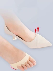 2pcs Women's Five Toes Hidden Front Palm Socks With Anti-Slip Silicone Pad And Sweat Absorption, Suitable For High Heels, Casual Shoes, Shoes, And Sports Shoes