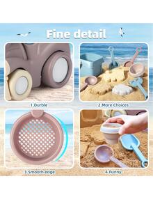 1pc 8pcs/set Kids' Sand & Snow Playing Toy Train Shaped Beach Playing Outdoor Toy Christmas Gift, For Christmas - Beige - View 3