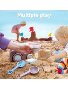 1pc 8pcs/set Kids' Sand & Snow Playing Toy Train Shaped Beach Playing Outdoor Toy Christmas Gift, For Christmas - Beige - View 4