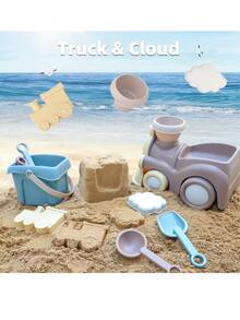 1pc 8pcs/set Kids' Sand & Snow Playing Toy Train Shaped Beach Playing Outdoor Toy Christmas Gift, For Christmas - Beige - View 5