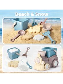 1pc 8pcs/set Kids' Sand & Snow Playing Toy Train Shaped Beach Playing Outdoor Toy Christmas Gift, For Christmas - Beige - View 7