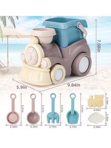 1pc 8pcs/set Kids' Sand & Snow Playing Toy Train Shaped Beach Playing Outdoor Toy Christmas Gift, For Christmas - Beige - View 6