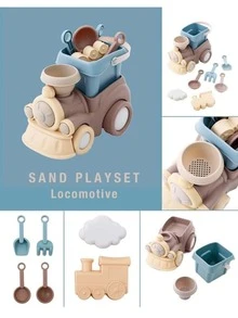 1pc 8pcs/set Kids' Sand & Snow Playing Toy Train Shaped Beach Playing Outdoor Toy Christmas Gift, For Christmas - Beige - View 2