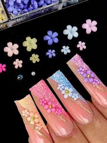 12 món trang trí móng tay hình hoa 3D bằng acrylic phong cách Y2K, hoa nhiều màu sắc với kích thước khác nhau và hạt vàng, phụ kiện trang sức móng tay dễ thương tự làm, đá trang trí móng Kawaii, dụng cụ làm móng nghệ thuật. - Nhiều màu - Xem 5