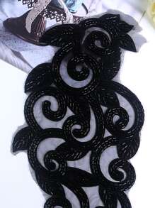 Đính cườm 3d đầy màu sắc cho váy cưới, vải ren tự làm trang phục trang phục, được bán theo mảnh (chiều dài: 335cm/chiều rộng: 165cm) - màu đen - Xem 3