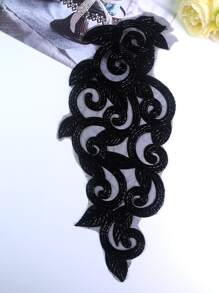 Đính cườm 3d đầy màu sắc cho váy cưới, vải ren tự làm trang phục trang phục, được bán theo mảnh (chiều dài: 335cm/chiều rộng: 165cm) - màu đen - Xem 1