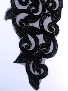 Đính cườm 3d đầy màu sắc cho váy cưới, vải ren tự làm trang phục trang phục, được bán theo mảnh (chiều dài: 335cm/chiều rộng: 165cm) - màu đen - Xem 4