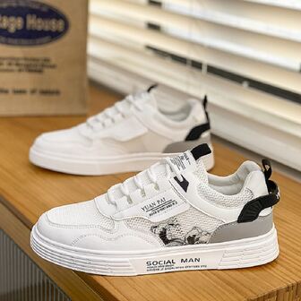 deportivo Zapatillas deportivas para hombres , con estampado de letra con cordón delantero Zapatillas de skate