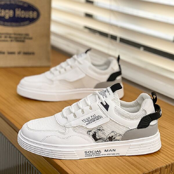 Sporty Sneakers For Men, Letter Graphic Lace-up Front Skate Shoes