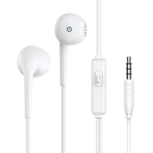 1Hour 3.5mm Stereo Headphones With Microphone Wire For Android Cell Phone - White - View 1