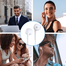 1Hour 3.5mm Stereo Headphones With Microphone Wire For Android Cell Phone - White - View 6