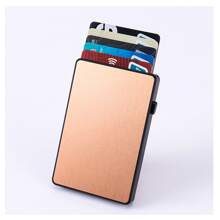 Chống quét Đồng hồ tự động Cửa sổ Bật lên Kim loại Ví Với Nhiều Thẻ Máy đánh bạc Và Tính năng - Vàng - Xem 1