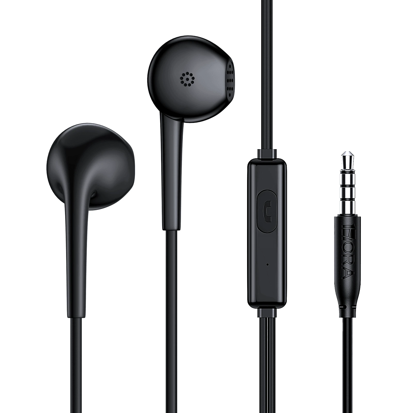 1Hour 3.5mm Stereo Headphones With Microphone Wire For Android Cell Phone - Black - View 1