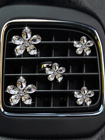 5 st Crystal Flower Design Car Air Outlet Ornament