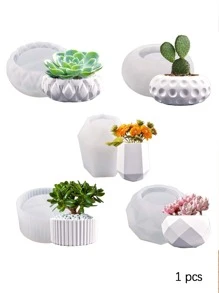 1 Miếng Cây Succulent Nồi Khuôn silicon Đối với DIY Pha lê Keo dính Ngăn đựng bút chì Hộp trữ Cúp Xi măng Chậu hoa Keo dính Khuôn - Trong sáng - Xem 2