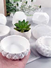 1 Miếng Cây Succulent Nồi Khuôn silicon Đối với DIY Pha lê Keo dính Ngăn đựng bút chì Hộp trữ Cúp Xi măng Chậu hoa Keo dính Khuôn - Trong sáng - Xem 1