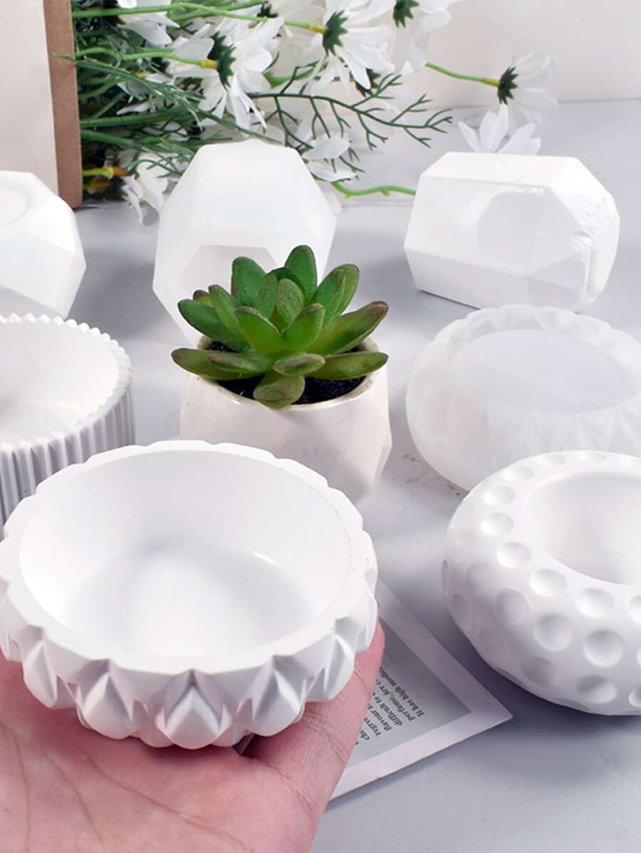 1 Miếng Cây Succulent Nồi Khuôn silicon Đối với DIY Pha lê Keo dính Ngăn đựng bút chì Hộp trữ Cúp Xi măng Chậu hoa Keo dính Khuôn - Trong sáng - Xem 1