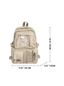 Floless 書包適用於青少年男孩防水後包,可愛卡哇伊中間中學大學學生旅行商業輕便兒童後背包休閒背包 - 米色 - 查看 3