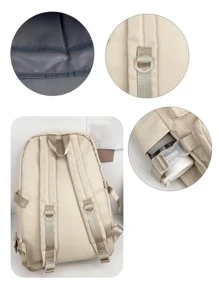 Floless 書包適用於青少年男孩防水後包,可愛卡哇伊中間中學大學學生旅行商業輕便兒童後背包休閒背包 - 米色 - 查看 8