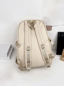 Floless 書包適用於青少年男孩防水後包,可愛卡哇伊中間中學大學學生旅行商業輕便兒童後背包休閒背包 - 米色 - 查看 4