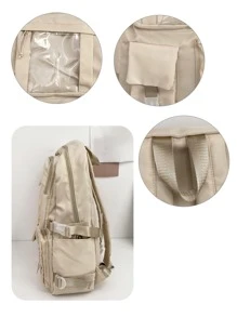 Floless 書包適用於青少年男孩防水後包,可愛卡哇伊中間中學大學學生旅行商業輕便兒童後背包休閒背包 - 米色 - 查看 7