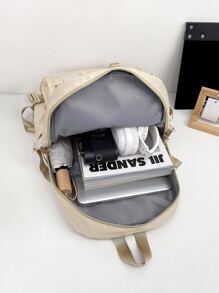 Floless 書包適用於青少年男孩防水後包,可愛卡哇伊中間中學大學學生旅行商業輕便兒童後背包休閒背包 - 米色 - 查看 6