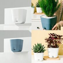 Nordic Style Plastic Flower Pot With Tray For Succulents, Snake Plants And Aloe Vera - Green - View 8