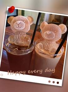 1入組熊冰模具,可愛熊冰塊,創意熊冰模具,冰塊托盤模具矽膠動物模具肥皂蠟燭模具冰塊適用於咖啡奶茶糖果橡皮糖翻糖蛋糕烘烤紙杯蛋糕裝飾 - 白色 - 查看 5