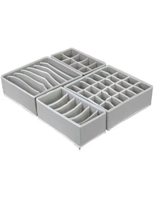 折疊式衣櫃整理器內褲和襪子收納盒衣櫃衣服內衣收納抽屜 - 灰色 - 查看 2