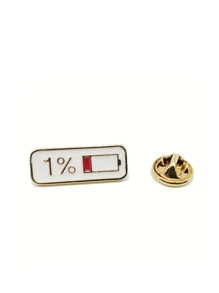 1個搪瓷別針1％電量徽章扣金屬徽章袋衣服馬甲別針,適用於女性男性兒童禮品袋配件袋飾禮品情人節時尚潮流十幾歲的女孩女大學生教師白領新手和白領禮品配件裝飾袋子別針徽章搪瓷徽章 - 白色 - 查看 3