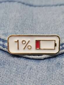 1個搪瓷別針1％電量徽章扣金屬徽章袋衣服馬甲別針,適用於女性男性兒童禮品袋配件袋飾禮品情人節時尚潮流十幾歲的女孩女大學生教師白領新手和白領禮品配件裝飾袋子別針徽章搪瓷徽章 - 白色 - 查看 6