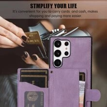 Wallet Design Phone Case With Lanyard - Purple - View 5
