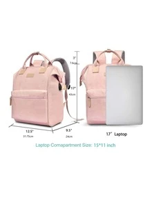 Mochila de viaje para mujer con función de carga USB para computadora portátil Mochila de viaje Mochilas Mochila para computadora portátil Mochila escolar Mochila para mujer para niña Mamá Madre Novia Regalo para Acción de Gracias Bolsas de mujer - Rosa Pálido - Ver 2