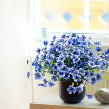 22入組人工戶外植物紫羅蘭塑料花,抗紫外線,門廊種植盆,家居花園裝飾,粉色 - 藍色 - 查看 5