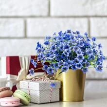 22入組人工戶外植物紫羅蘭塑料花,抗紫外線,門廊種植盆,家居花園裝飾,粉色 - 藍色 - 查看 4