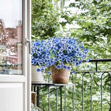 22入組人工戶外植物紫羅蘭塑料花,抗紫外線,門廊種植盆,家居花園裝飾,粉色 - 藍色 - 查看 7