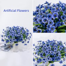 22入組人工戶外植物紫羅蘭塑料花,抗紫外線,門廊種植盆,家居花園裝飾,粉色 - 藍色 - 查看 8