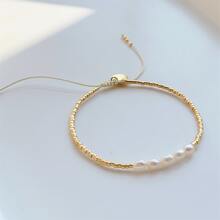 Fashionable Minimalist Beaded Bracelet With Freshwater Pearls, Summer Female Accessory