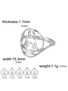 1 Miếng Thép không gỉ Của phụ nữ Đúng mốt Nhân vật Phong cách Nhỏ bé Cô gái Ngồi Hình dạng Nhẫn - Bạc - Xem 4
