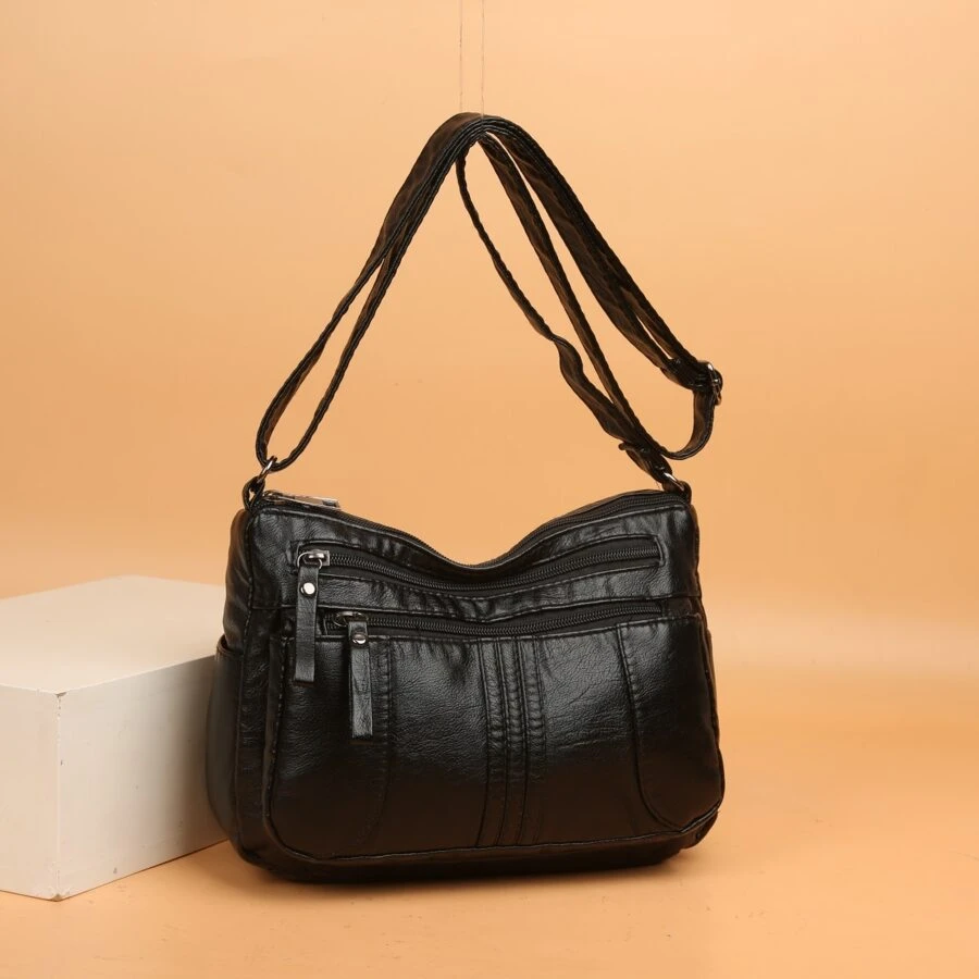 時尚新品到貨大容量多口袋女士斜挎包 - 黑色 - 查看 1