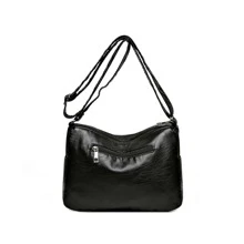 時尚新品到貨大容量多口袋女士斜挎包 - 黑色 - 查看 5