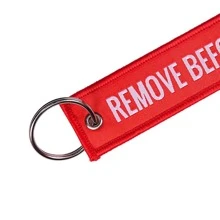 Remove Before Flight Key Chain - Red with White Letters - Silver - View 3