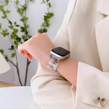 1入組蝴蝶圖案矽膠錶帶適用於Apple Watch - 黑色 - 查看 5