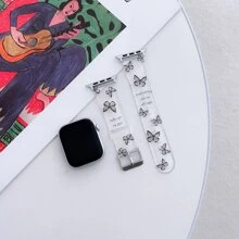 1入組蝴蝶圖案矽膠錶帶適用於Apple Watch - 黑色 - 查看 1