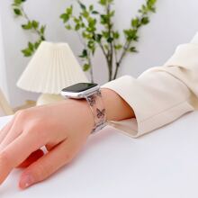 1入組蝴蝶圖案矽膠錶帶適用於Apple Watch - 黑色 - 查看 4