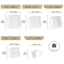 MALACASA Plates And Bowls Sets, Square Dinnerware Sets For 6 (30pcs), Porcelain Dish Set, White Dinnerware With Dinner Plates, Dessert Plates, Soup Bowls, Cups&Saucers, Ivory White, Series - Ivory White - View 7