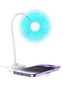 5W 4-In-1 Multifunctional Wireless Charger Fan, Suitable For QI Wireless Charging Enabled Phones And Earbuds, Compatible With IPhone 8/X/11/12/13/14/15/16 Series Phones And Earbuds - White - View 2