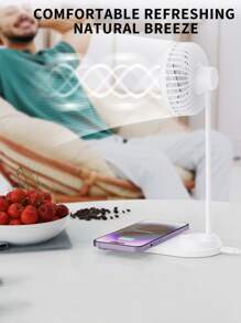 5W 4-In-1 Multifunctional Wireless Charger Fan, Suitable For QI Wireless Charging Enabled Phones And Earbuds, Compatible With IPhone 8/X/11/12/13/14/15/16 Series Phones And Earbuds - White - View 6